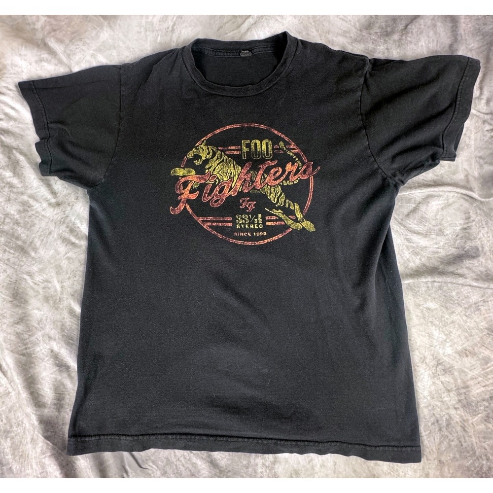 Foo Fighters Tiger Graphic Rock Band T-Shirt Mens Medium Tultex Faded Black Tee